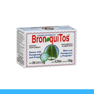 CARAMELOS BRONQUITOS® MIEL, EUCALIPTO Y FENOGRECO CJA.24pz Clave:1604