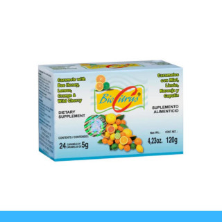 CARAMELOS BIOCITRUS® MIEL, LIMON, NARANJA Y CAPULIN CJA.24pz Clave:1609