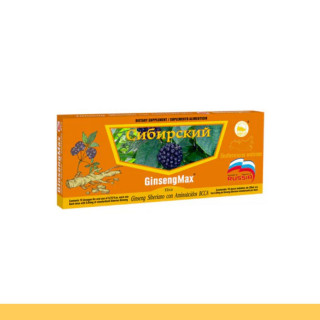 AMP.ING. GINSENGMAX® GINSENG SIBERIANO Y BCCA CJA.10x20ml Clave:1716