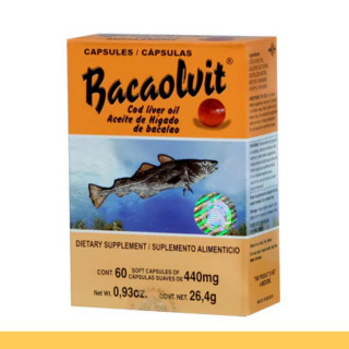 CAPS.B. BACAOLVIT® AC. HIGADO DE BACALAO CJA.60pz Clave:1913