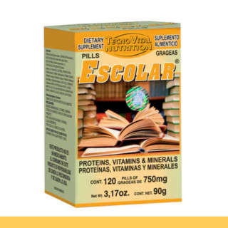 GRGS. ESCOLAR® PROTEINAS, VITAMINAS Y MINERALES CJA.FCO.120pz Clave:4339
