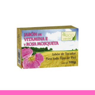 JABON T. ECO VERDE® ROSA MOSQUETA Y VITAMINA E CJA.PZA.100g Clave:4903