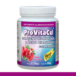PVO. PROVITACEL® COLAGENO H. AC.H. Y Mg SABOR GRANADA FCO.900g Clave:7107