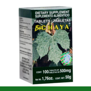 TABS. BIOCHAYA® HOJAS DE CHAYA CJA.FCO.100pz Clave:8505