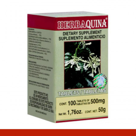 TABS. HERBAQUINA® QUINA AMARILLA CJA.FCO.100pz Clave:8527