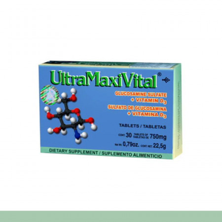 TABS. ULTRAMAXIVITAL® SULFATO GLUCOSAMINA Y VITAMINA D3 CJA.30pz Clave:8572