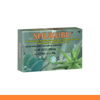 TABS. SHUKUBU® SABILA, NOPAL, XOCONOSTLE, PIÑA Y APIO CJA.40pz Clave:8574