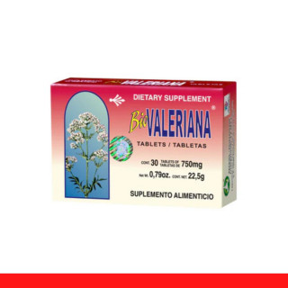 TABS. BIOVALERIANA® RAIZ DE VALERIANA BLANCA CJA.30pz Clave:8582