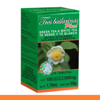 TABS. TRES BAILARINAS PLUS® TE VERDE Y TE BLANCO CJA.FCO.100pz Clave:8583