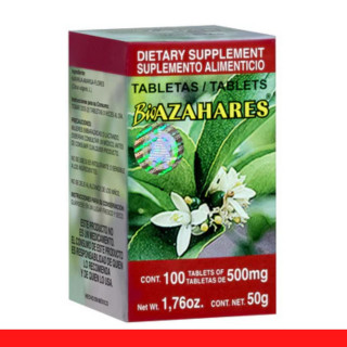 TABS. BIOAZAHARES® FLOR DE NARANJA AMARGA CJA.FCO.100pz Clave:8628