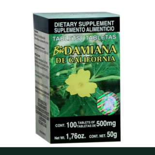 TABS. BIODAMIANA® DAMIANA DE CALIFORNIA CJA.FCO.100pz Clave:8629