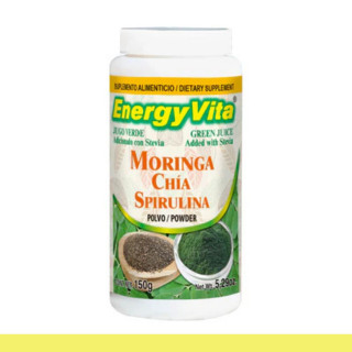 PVO. ENERGYVITA® JUGO VERDE MORINGA, CHIA Y SPIRULINA FCO.150g Clave:8938