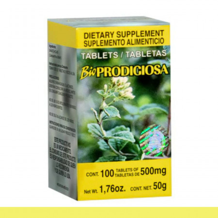 TABS. BIOPRODIGIOSA® HOJAS DE SAÑATE CJA.FCO.100pz Clave:8648