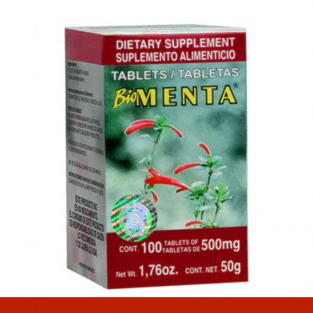 TABS. BIOMENTA® POLEO DE MONTE CJA.FCO.100pz Clave:8650