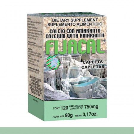CAPLTS. FIJACAL® CALCIO CON AMARANTO CJA.FCO.120pz Clave:8694