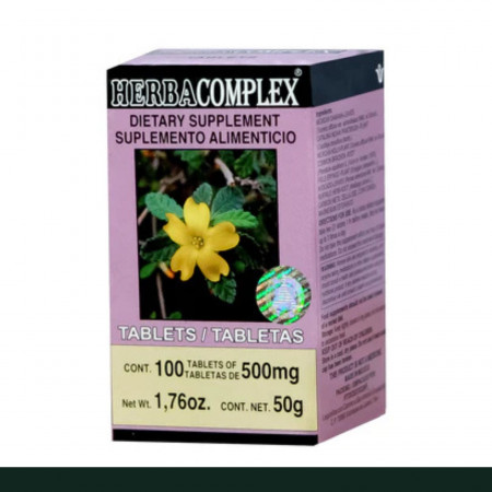TABS. HERBACOMPLEX® DAMIANA COMPUESTA CJA.FCO.100pz Clave:8697