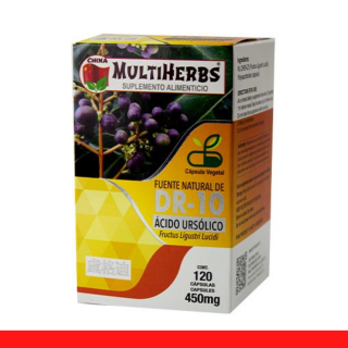 CAPS.D. MULTIHERBS® DR10, ACIDO URSOLICO CJA.FCO.120pz Clave:2090
