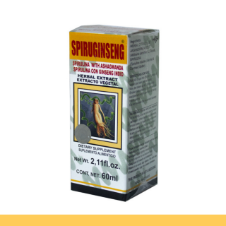 EXTCTO.V. SPIRUGINSENG® SPIRULINA Y GINSENG INDIO CJA.FCO.60ml Clave:3818