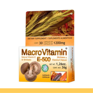 CAPS.B. MACROVITAMIN® SHITAKE Y VITAMINA E500 CJA.30pz Clave:2180