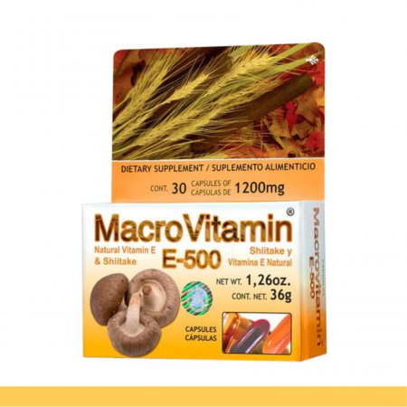 CAPS.B. MACROVITAMIN® SHITAKE Y VITAMINA E500 CJA.30pz Clave:2180