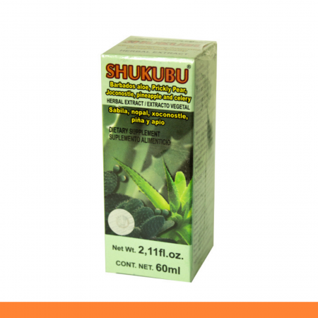 EXTCTO.V. SHUKUBU® SABILA, NOPAL, XOCONOSTLE, PIÑA Y A. CJA.FCO.60ml Clave:4005