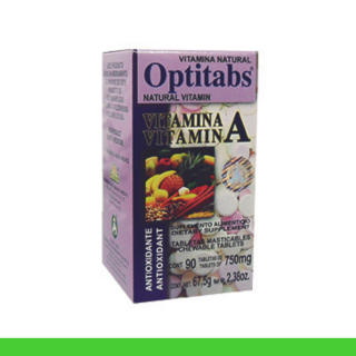 TABS. OPTITABS® VITAMINA A CJA.FCO.90pz Clave:8510