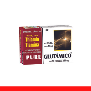 CAPS.D. PURE GLUTAMICO® ACIDO GLUTAMICO Y TIAMINA CJA.30pz Clave:2038