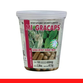 CAPS.D. MIGRACAPS® VALERIANA Y MELISA VASO 150pz Clave:2068