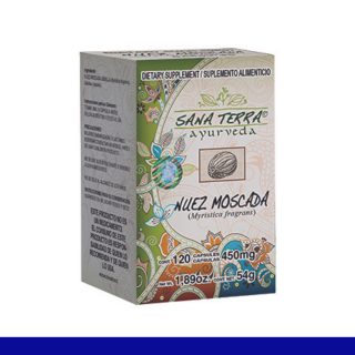 CAPS.D. SANA TERRA® NUEZ MOSCADA CJA.FCO.120pz Clave:2012