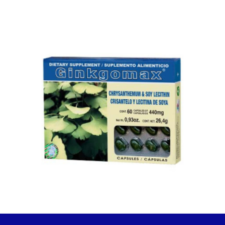 CAPS.B. GINKGOMAX® CRISANTELO Y LECITINA DE SOYA CJA.BL.60pz Clave:2139