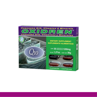 CAPS.B. OXIDREN® COENZIMA Q10, VITAMINAS Y MINERALES CJA.30pz Clave:2235