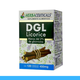 CAPS.D. HERBACEUTICALS® DGL, LICORICE CJA.FCO.120pz Clave:2036