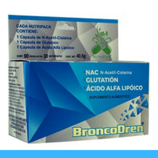 CAPS.D. BRONCODREN® NAC, GLUTATION Y AC. ALFA LIPOICO CJA.30x3pz Clave:2064