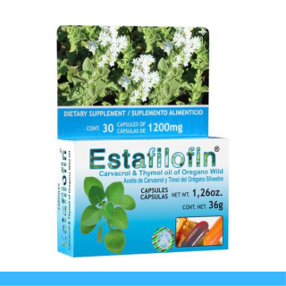 CAPS.B. ESTAFILOFIN® CARVACROL Y TIMOL CJA.30pz Clave:2173